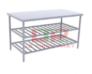 BÀN INOX 3 TẦNG, CÓ KỆ SONG DƯỚI