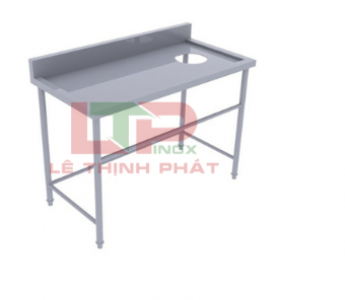 BÀN INOX 1 TẦNG CÓ LỖ XẢ RÁC