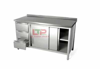 TỦ CỬA LÙA INOX CÓ GÁY, 3 HỘC KÉO