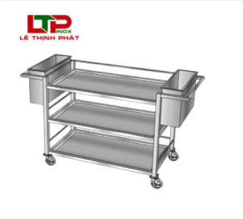 Xe Đẩy Thu Gôm Thức Ăn Inox