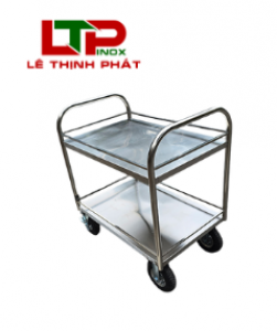Xe Đẩy Inox 2 Tầng Có Lan Can